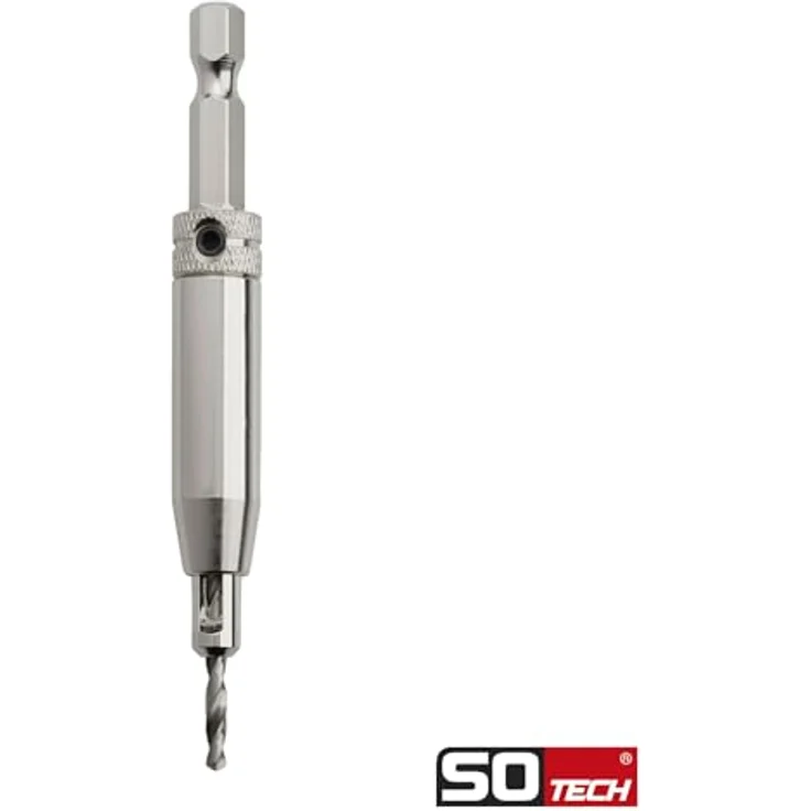 SOTECH 5 Stück Zentrierbohrer Ø 2,7 mm HSS4241 Stahl mit Sechskantschaft - Montagehilfe mit gefederter Führungshülse, ideal zum Vorbohren von Holzschrauben, 3,5 mm Ø – Bild 2