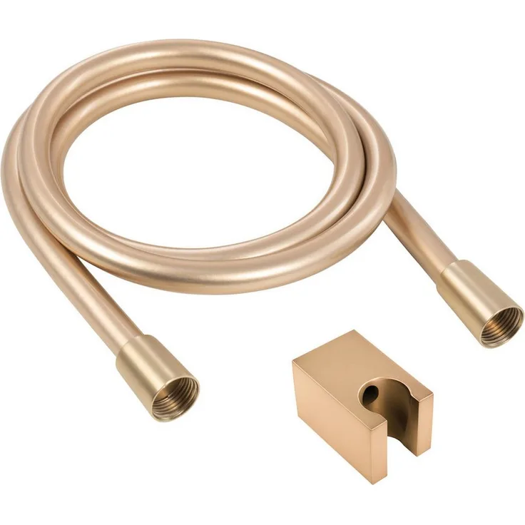 SCHÖNER WOHNEN-Kollektion Brauseschlauch TESKO, Mattgold, knickfester Duschschlauch 1,75 m mit Wandhalter und Verdrehschutz