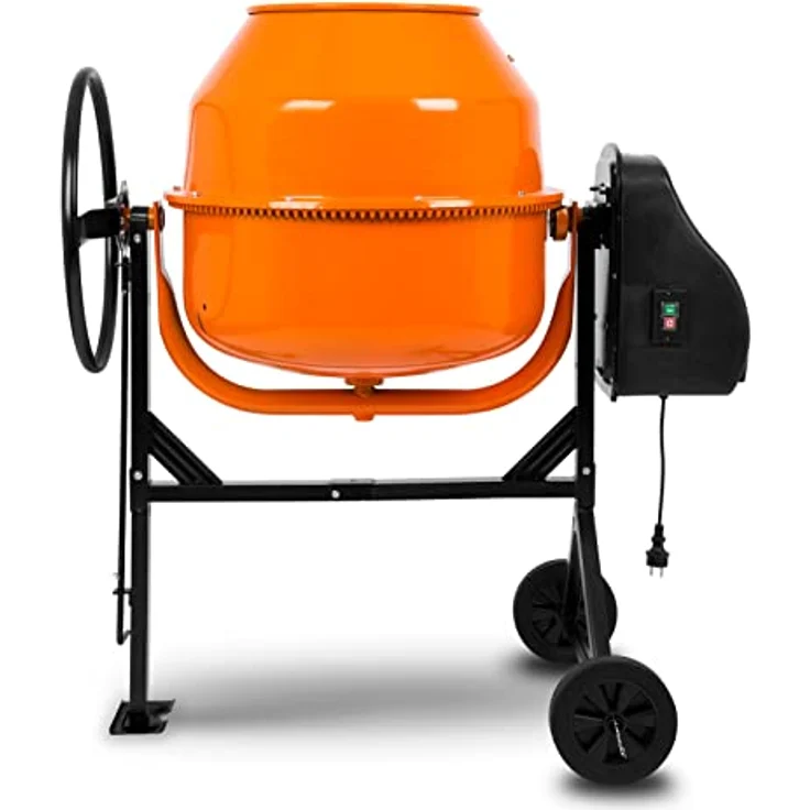 EBERTH Betonmischer 180L Elektrisch, 650W Motor, Gestell, Trommel und Zahnkranz aus Stahl, Zementmischer in orange/ schwarz – Bild 3