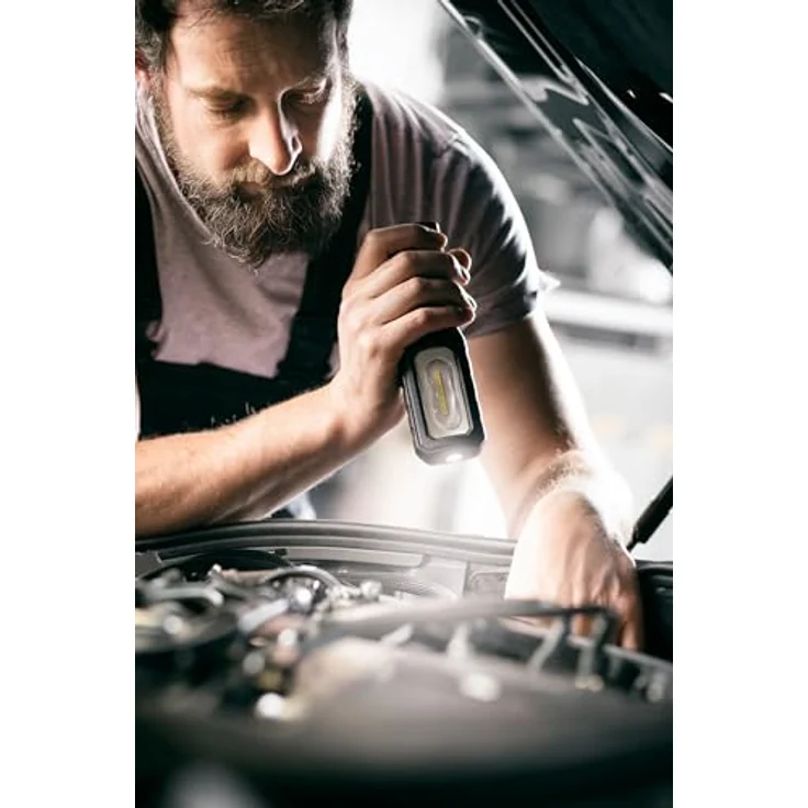 Brennenstuhl LED Akku Handleuchte HL 701 A, 700+100lm, IP54, mit USB C Ladekabel, bis zu 10h Leuchtdauer, Magneten und Haken – Bild 4