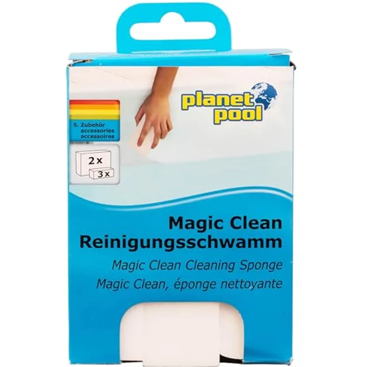 Planet Pool Magic Clean Reinigungsschwamm, 5er Pack mit 2 großen und 3 kleinen Schwämmen zur effektiven Entfernung von Verschmutzungen am Poolbeckenrand