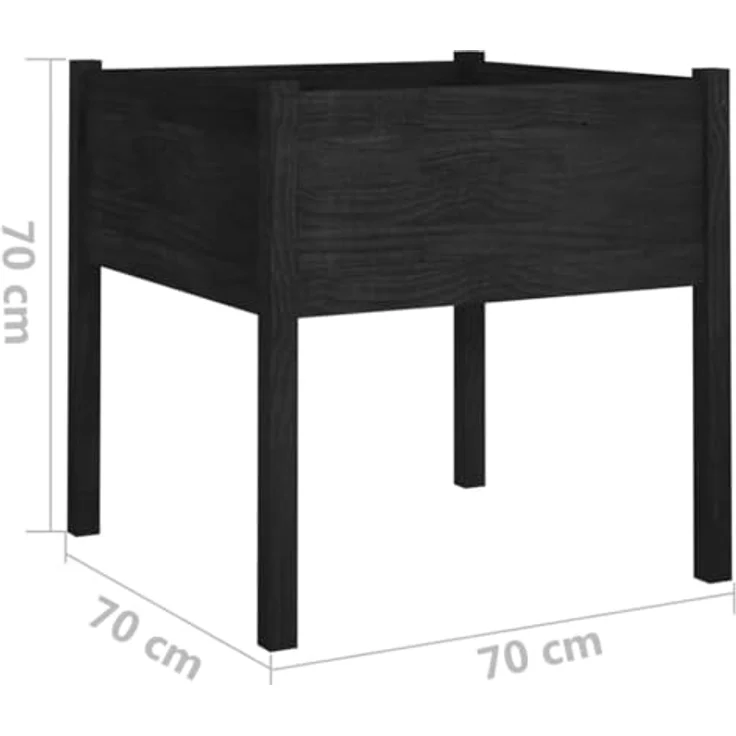 vidaXL Pflanzkübel 2er Set, Schwarz, 70x70x70 cm, Massivholz Kiefer, witterungsbeständig – Bild 3
