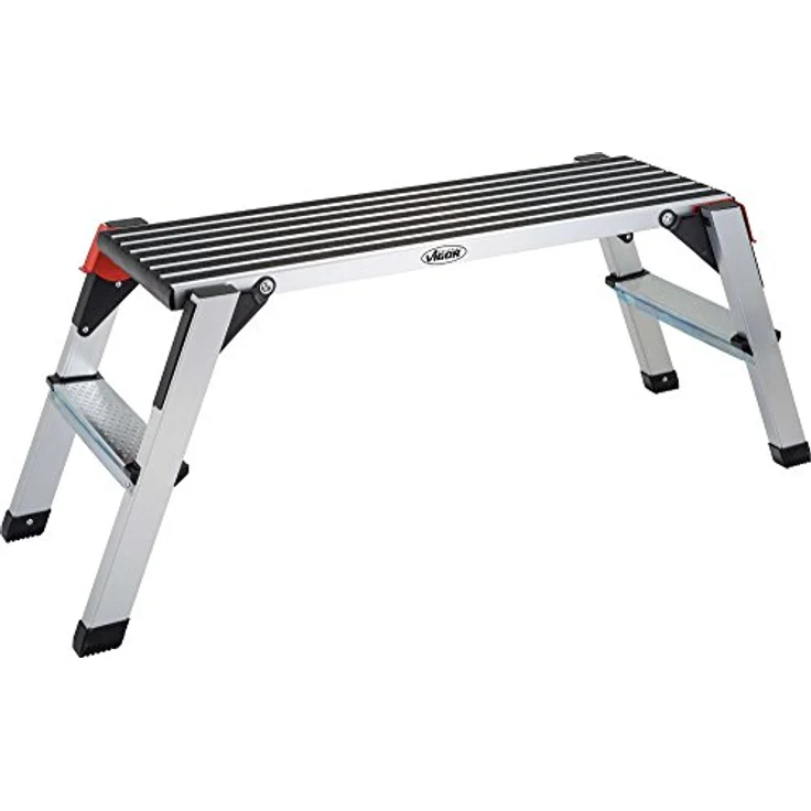 Vigor V4638, Aluminium Plattformleiter mit Sicherheitsverriegelung, klappbar, 150 kg Tragkraft, 95 cm Höhe – Bild 2