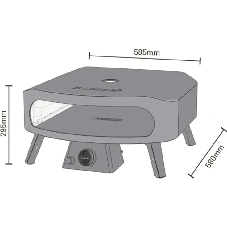 COZZE Gas-Pizzaofen Classic 17", 8 kW, Backtemperatur bis 450°C, tragbar, inkl. Cordierit-Pizzastein, Grillfläche 43 x 43 cm – Bild 7