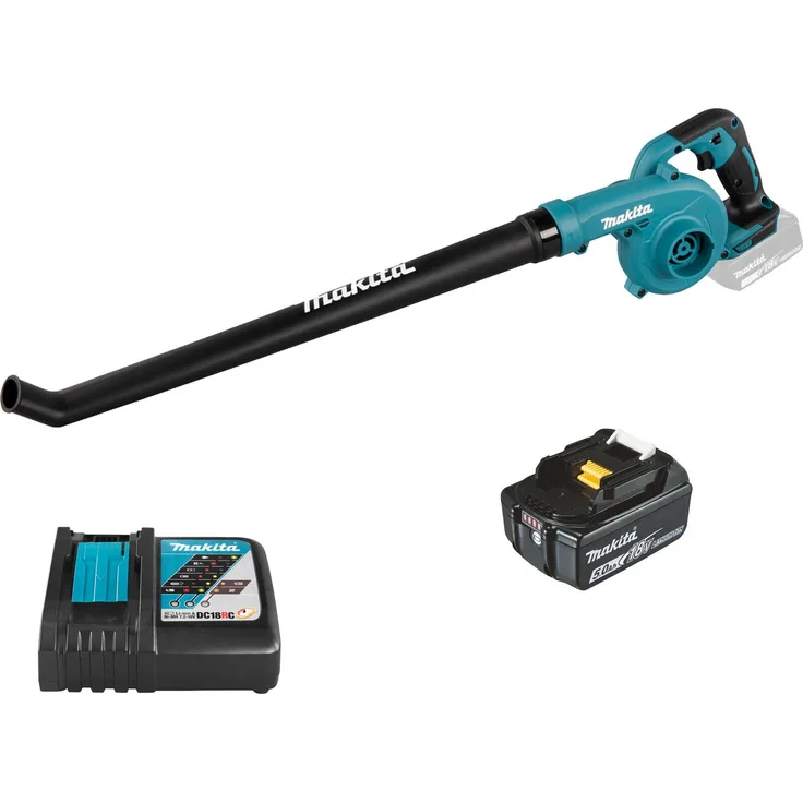 Makita DUB186RT Akku-Laubbläser 18 V / 1x 5,0 Ah Akku + Ladegerät, kompakt und leise, Moosgrün