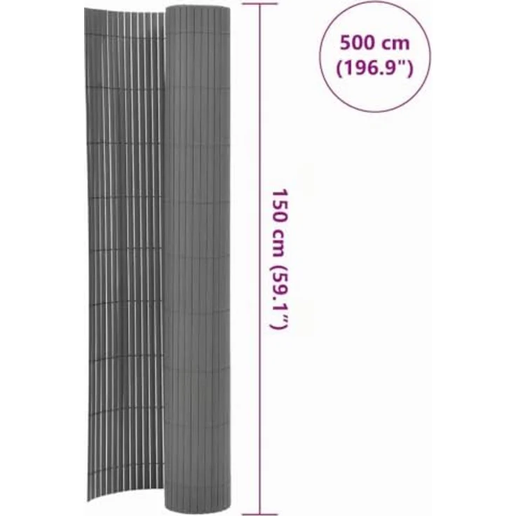 vidaXL Gartenzaun Doppelseitig PVC, 150 x 500 cm, grau, witterungsbeständig und anpassbar – Bild 2