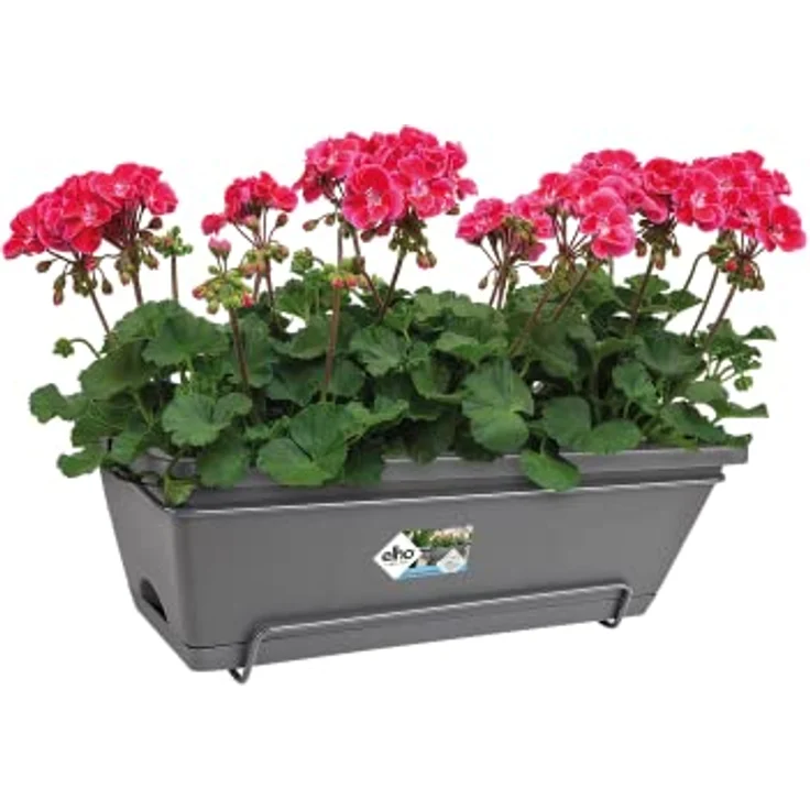 elho Barcelona Allin1 50 - Übertopf für Balkon & Außen - 100% recyceltem Plastik - Ø 49.5 x H 18.5 cm - Schwarz/Anthrazit – Bild 3