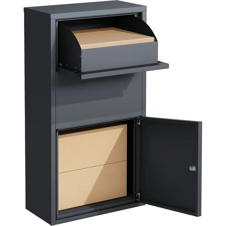 Karat Paketbox Clement, Paketkasten Anthrazit mit Klappsystem, wetterfest und diebstahlsicher