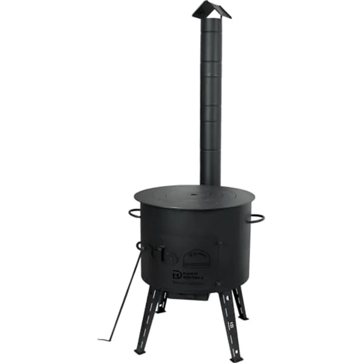 4BIG.fun Ø40 Uchag, 2mm Stahl Feuerofen mit Abzugsrohr und Adapter-Ringen, ideal für Camping und Außenküche – Bild 2