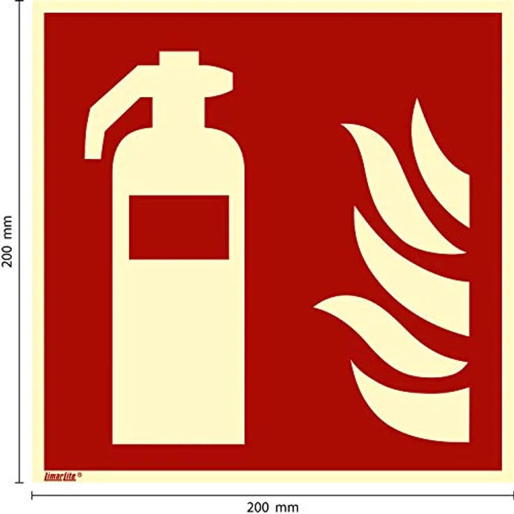 Marahrens Feuerlöscher, langnachleuchtend, 200 x 200 mm gemäß ISO 7010 F001, witterungsbeständig, 20 x 20 cm – Bild 2
