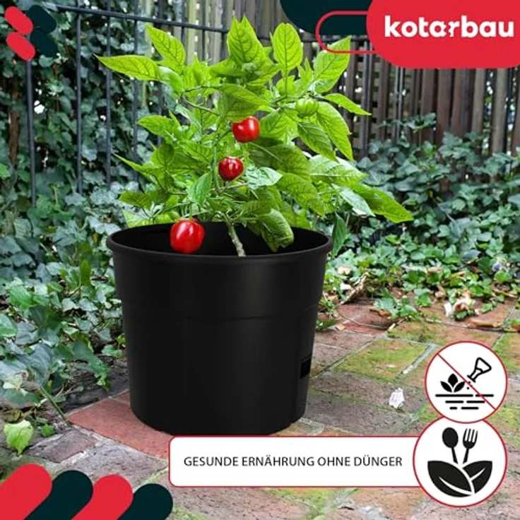 KOTARBAU® Tomatenturm 153 cm, Tomatentopf mit anpassbaren Rankhilfen, 28 L Fassungsvermögen, Schwarz Kunststoff, für Tomaten und Gemüse – Bild 4