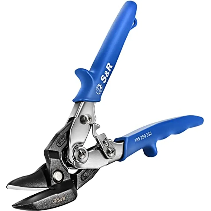 S&R Blechschere Ideal-Serie, Profi-Hochleistungsschere mit doppeltem Hebel, Linksschnitt, 260 mm, für Stahlblech und Aluminiumblech