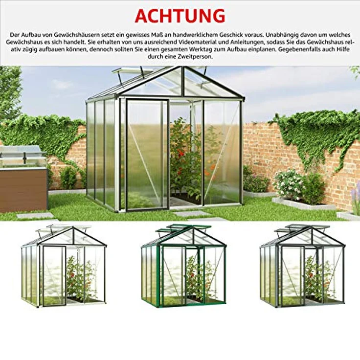 GFP Gewächshaus Diamas 22 Premium 235x311 cm mit integriertem Fundament 16 mm Doppelstegplatten, Farbe Moosgrün - Made in Austria – Bild 2