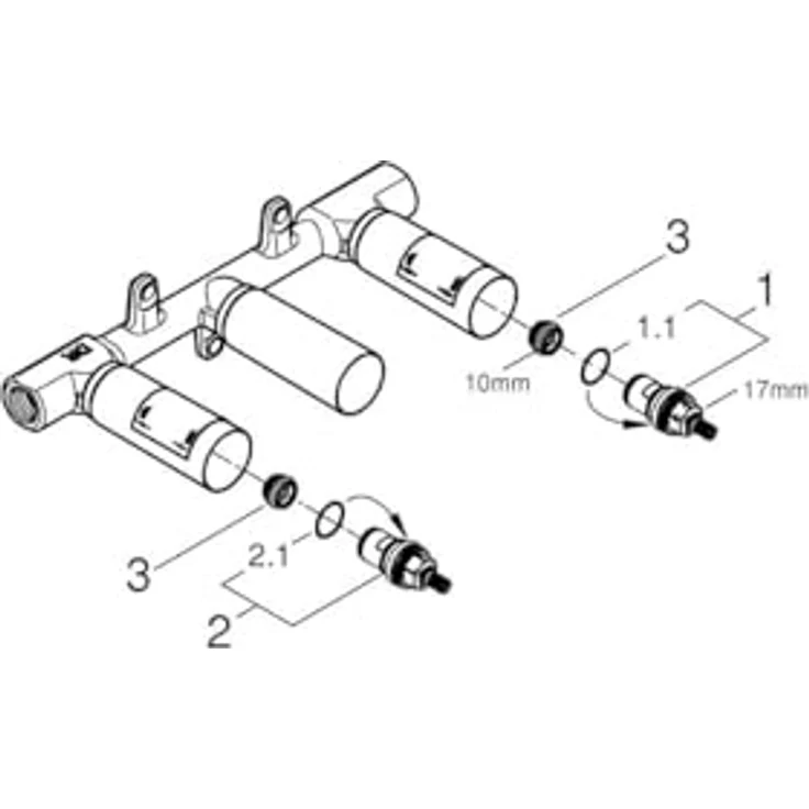 GROHE Zweihand Unterputz-Universal-Einbaukörper 1/2", Wandeinbau für 3-Loch Wandmischer, Mehrfarbig, mit Dichtmanschette – Bild 2