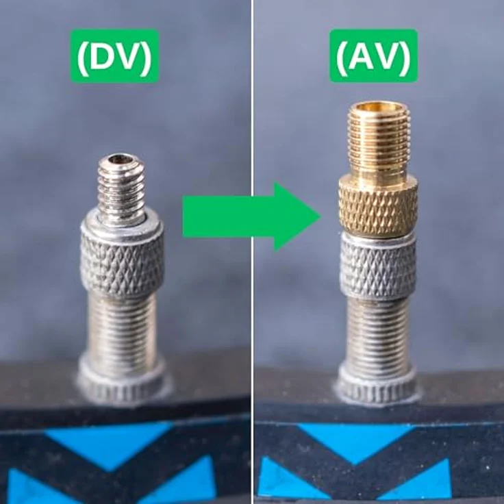 Fahrradventil Ersatz Set, 22-Teile, 4 x Fahrrad Schlauch Blitz-Ventil, inklusive 8 x Ersatz Ventilkappen, 2 x SV-DV auf AV Ventil Adapter, Blitzventil – Bild 7
