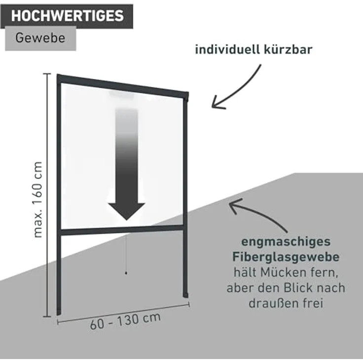 Windhager Insektenschutzrollo PLUS, halbtransparent, Klemm- oder Schraubmontage, BxH: 130x160 cm, reißfestes Fiberglasgewebe mit Anti-Windbürste – Bild 3