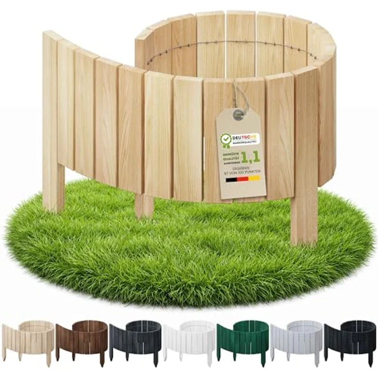 Floranica Flexible Beeteinfassung 100x10 cm Braun imprägnierte Rasenkante Beetumrandung aus Kiefernholz Gartenzaun Steckzaun Rollboarder – Bild 2