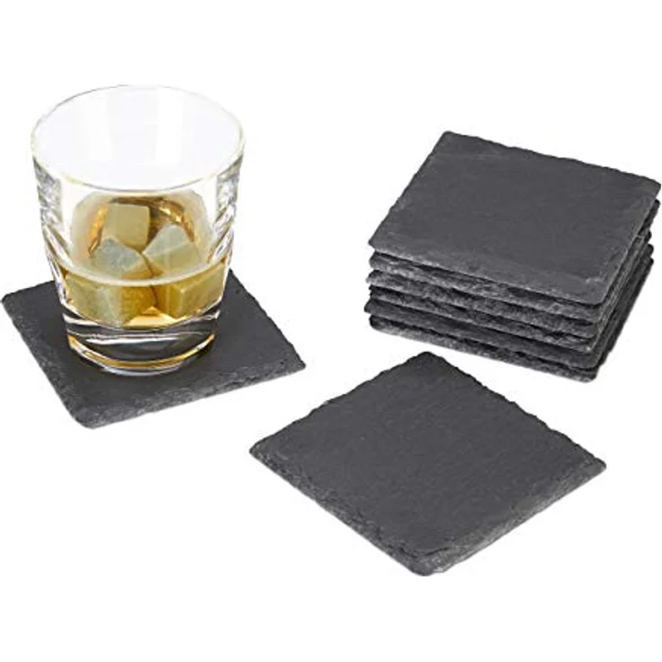 Relaxdays - 72x Getränkeuntersetzer Schiefer im Set, quadratisch 10x10 cm, pflegeleichte Untersetzer, für Gläser, grau – Bild 2