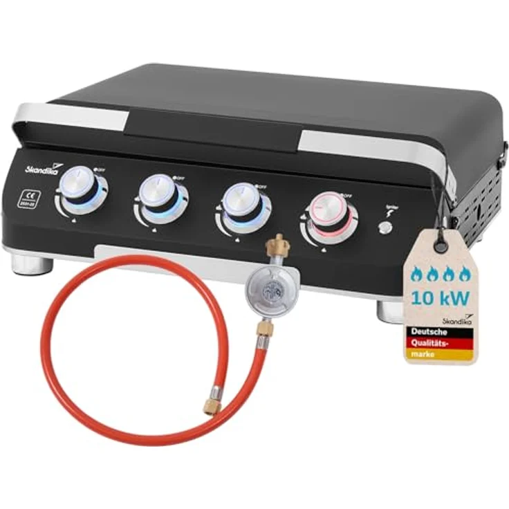 Skandika Plancha Grill Palo 4-Brenner Plus, Gasplancha Grillplatte mit Deckel, 4 separat steuerbare Brenner, transportabler Tischgrill für Outdoor und Camping – Bild 1