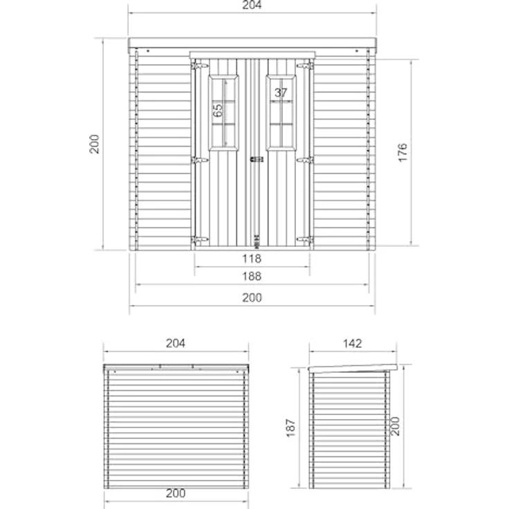 TIMBELA M311C Holzhaus Gartenhaus - Gartenschuppen Holz B204xL142xH200 cm/ 2,22 m2 Lagerschuppen für Garten - Fahrrad Schuppen - Wasserfestes Dach – Bild 5