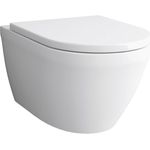 Alpenberger Toilette Spülrandlos | Kloschüssel mit Nano | WC Sitz mit Absenkautomatik | Hänge WC Badezimmer Set | Moderne Gäste WC Toiletten | Tiefspüler Passend Geberit (Almeira 8200 SU)