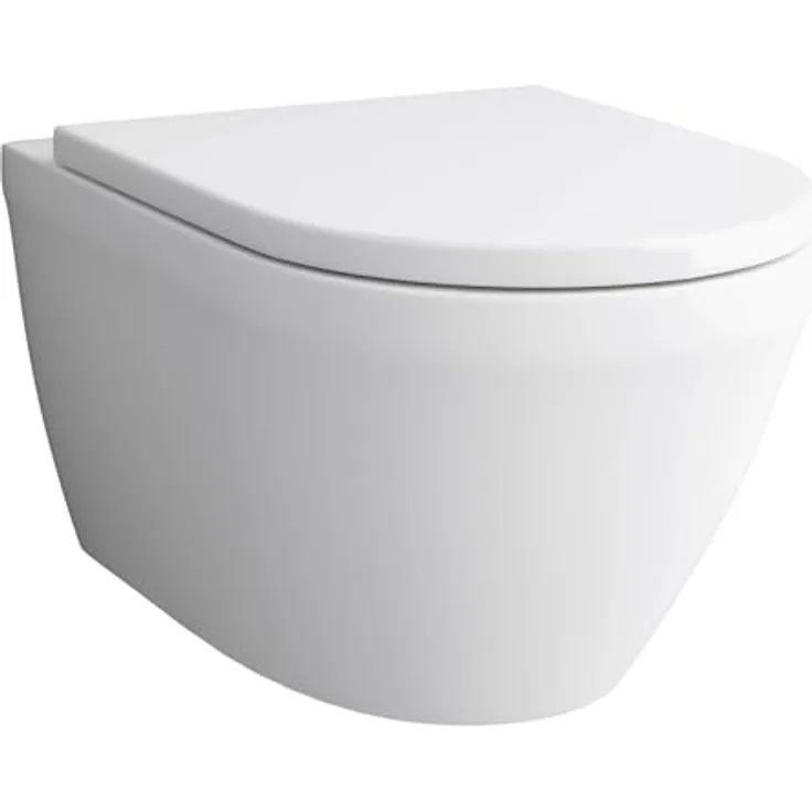 Alpenberger Toilette Spülrandlos | Kloschüssel mit Nano | WC Sitz mit Absenkautomatik | Hänge WC Badezimmer Set | Moderne Gäste WC Toiletten | Tiefspüler Passend Geberit (Almeira 8200 SU)