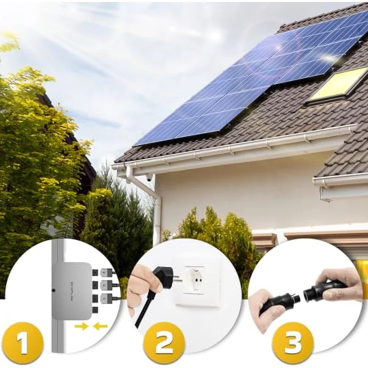 SUNNIVA® Balkonkraftwerk Black Frame 900/800W Solaranlage mit 800W Ecoflow Micro Wechselrichter - WIFI Bluetooth, upgradebar drosselbar, 2x450W Solarmodule – Bild 3