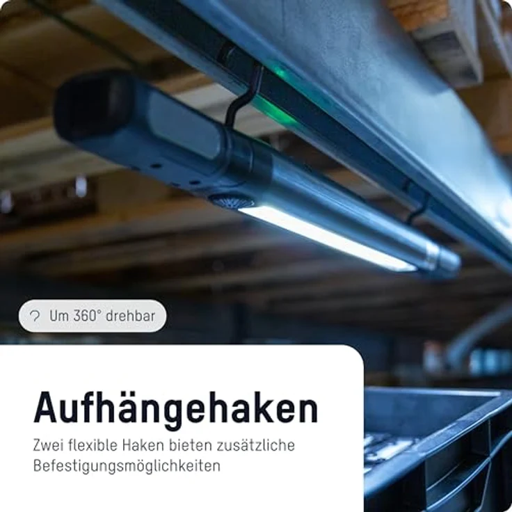 ANSMANN LED Arbeitsleuchte, aufladbare Inspektionsleuchte mit Magnethalterung und Haken, 3000 Lumen, bis zu 8 Stunden Leuchtdauer, USB aufladbar, spritzwasser- und stoßfest – Bild 4