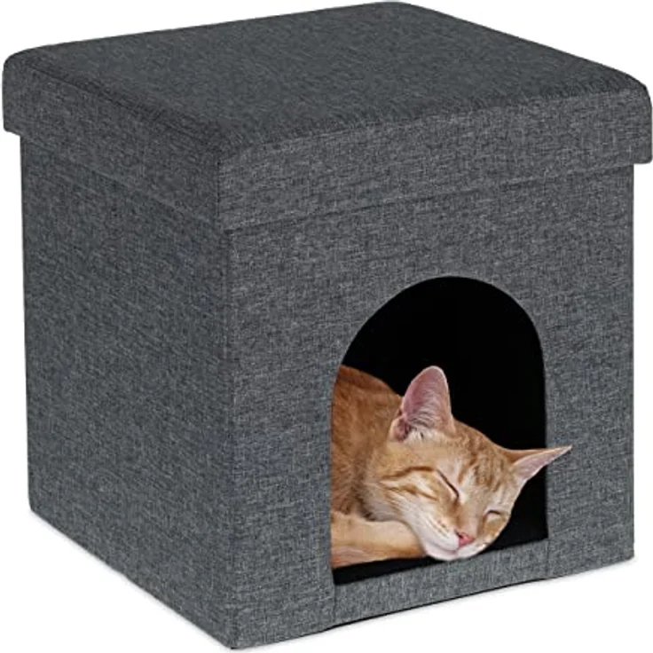 Relaxdays Katzenhöhle, Rückzugsort für Katzen und kleine Hunde, Indoor Tierversteck, H x B x T: 38,5 x 37 x 37 cm, grau – Bild 1