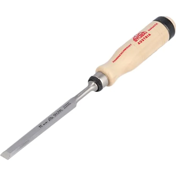 STUBAI Spezial Stechbeitel mit Holzgriff aus Weißbuche, schwedische Form, Ø 10 mm, Stemmeisen zur präzisen Bearbeitung von Holz, Stecheisen für Schreiner Tischler Heimwerker