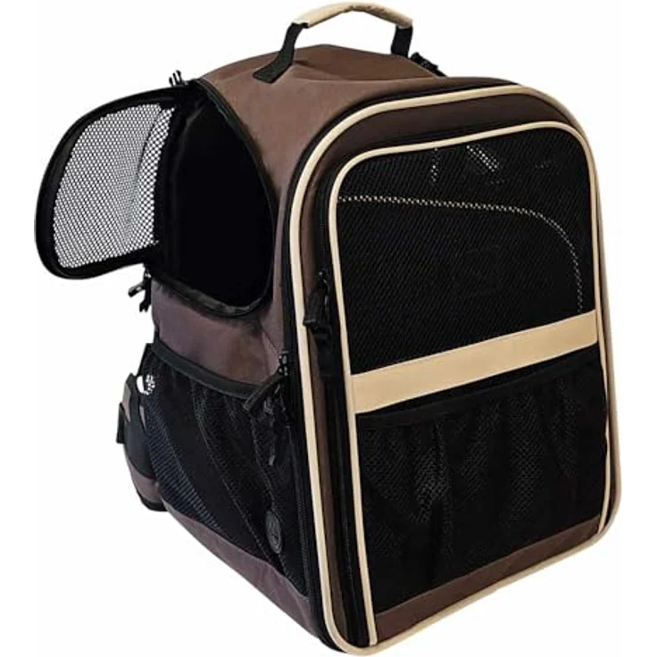 Nobby Rucksack Extend braun 32 x 28 x 41 cm, strapazierfähige Mikrofaser, abwaschbar, für bis ca. 10 kg, mit drei Utensilienfächern inkl. Kotbeutelspender, mit Karabiner und herausnehmbarem Boden, ausklappbare Seitenteile wandeln Rucksack in Box um, mit Reflektorstreifen – Bild 2