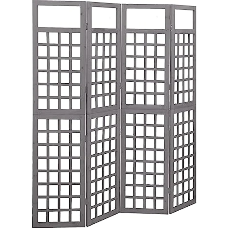 vidaXL 4-tlg. Paravent-Spalier Massivholz Tanne Grau 161x180 cm – Bild 2