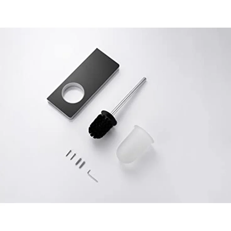 BERNSTEIN® Toilettenbürstenhalter G505 Edelstahl - WC-Bürste mit Ablage aus Glas - Farbe wählbar, Farbe:Chrom/Schwarz – Bild 3