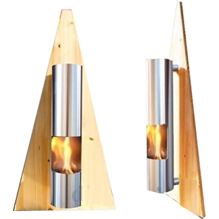 Kaminbau Mierzwa Ethanolkamin und Gelkamin Wandkamin Modell Pyramide, Natur Holz, heizt 15qm ab - Made in Germany