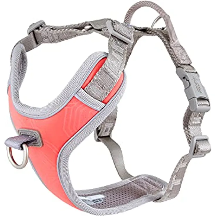 Hurtta Venture No-Pull Geschirr für kleine Hunde, reflektierend, verstellbar, wasserdicht, Coral Pink 35-40 cm