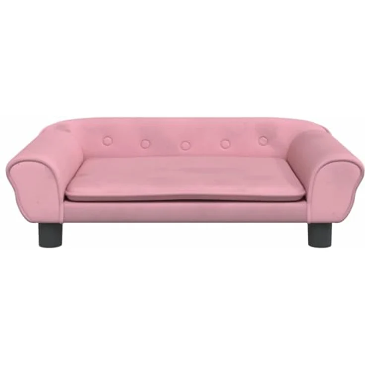 vidaXL Hundekorb, Hundebett Rosa 70x48x22 cm Samt mit massivem Kiefernholzrahmen und Schaumstofffüllung – Bild 3