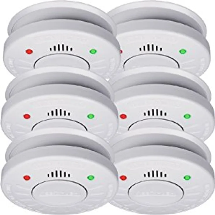 Smartwares 6er-Set Rauchmelder mit 10 Jahres Batterie - VdS Zertifiziert + Stummschaltfunktion