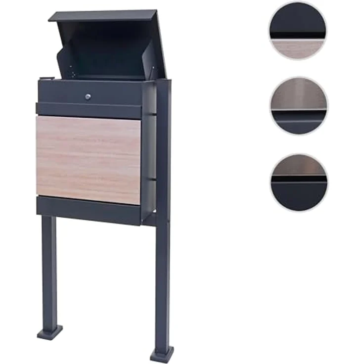 PROREGAL Paketkasten mit Standfuß, verzinkt anthrazit-Edelstahl, HxBxT 120x59x36cm, abschließbar, mit Einwurfsystem und Rückholsperre, für Pakete bis 16x30x22 cm – Bild 9