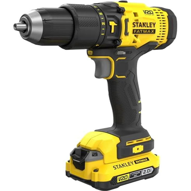 STANLEY FATMAX SFMCD711D2K-QW, 18 Volt Akku-Schlagbohrschrauber mit 50 Nm Drehmoment, 2-Gang-Getriebe, LED-Licht, inkl. 2x 18V/2Ah Akkus, Ladegerät und Koffer – Bild 4