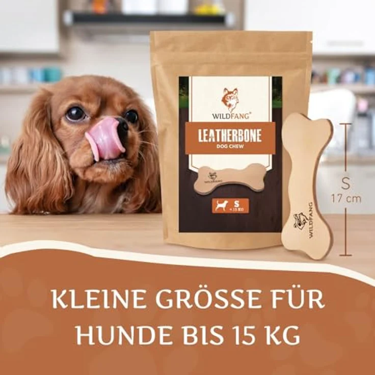 Wildfang® 1 Lederknochen Hund, Größe S – Natürliches Kauspielzeug aus Fettleder für Zahnpflege & Stressabbau, langlebig und sicherer Hundesnack aus EU-Rindsleder für alle Rassen – Bild 4