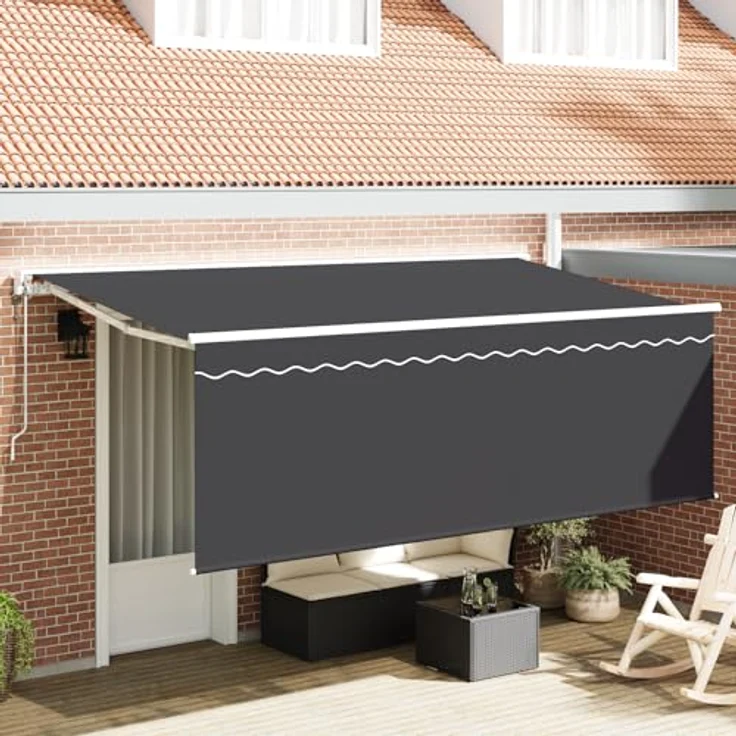 vidaXL Ausziehmarkise 4 x 2m, anthrazit, mit weißem Aluminiumrahmen, UV-beständig und wasserabweisend, mit Fernbedienung – Bild 2