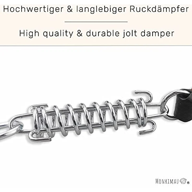 Monkimau Hundeleine aus Leder für große Hunde Leine in schwarz mit Ruckdämpfer (Schwarz) – Bild 3