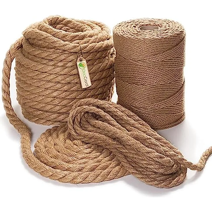 BooGardi Juteseil in Verschiedene Stärken und Längen · Ø 6mm Länge 1m · Naturware zum Basteln · Makramee Naturfaser · Jutefaser