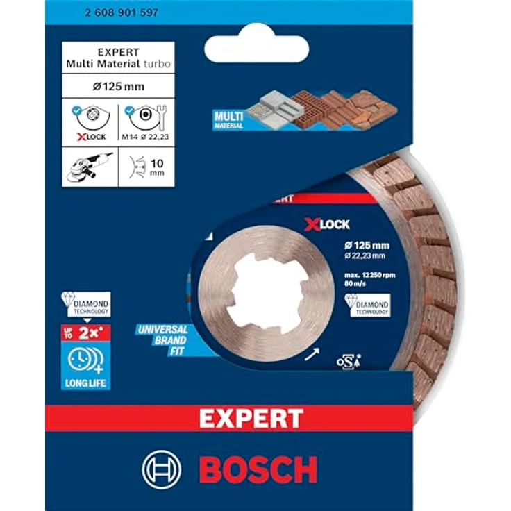 Bosch EXPERT MultiMaterial x-lock Diamanttrennscheibe, 125 x 22,23 x 2,4 x 12 mm, selbstschärfende Schnittkante für präzise Schnitte – Bild 2