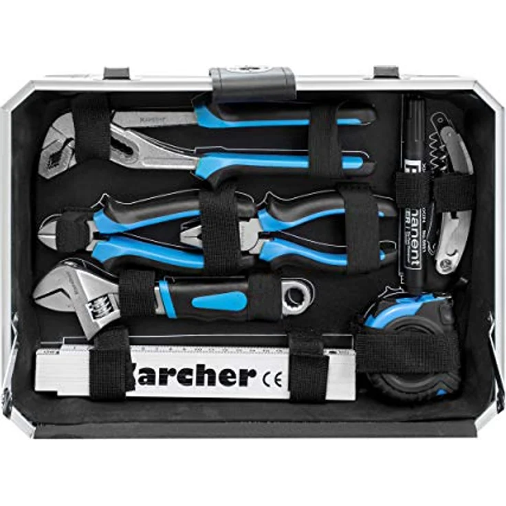 Karcher Werkzeugkoffer 114-teilig mit Hammer, Schraubendreher, Steckschlüssel, Bitsatz uvm – Bild 6
