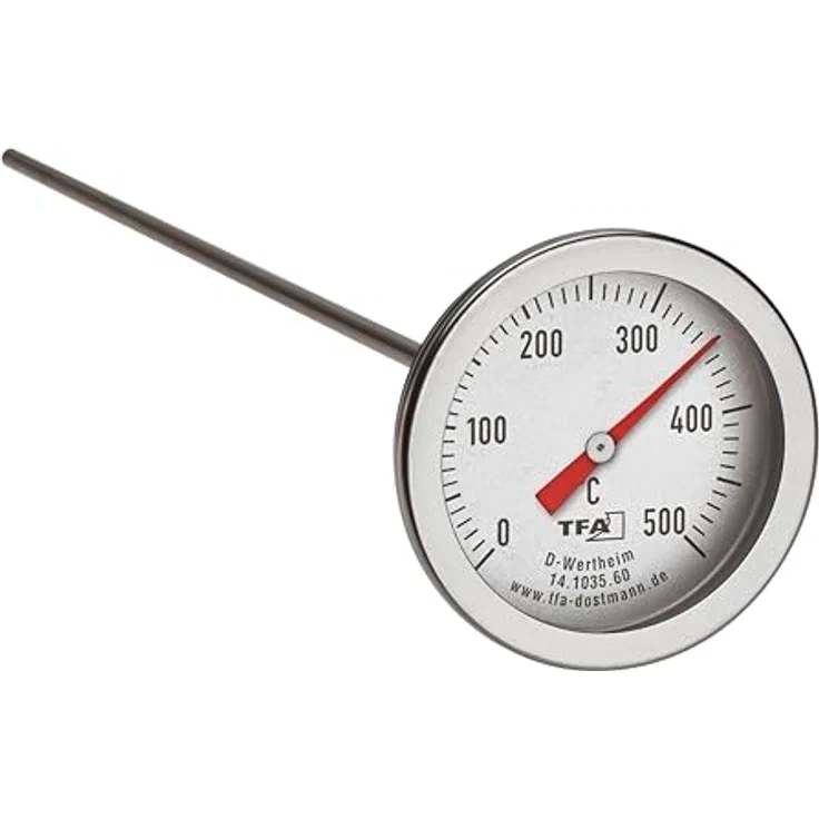 TFA Dostmann Profi Backofenthermometer, 14.1035.60, Edelstahl mit langem Temperaturfühler (30 cm), silber – Bild 1