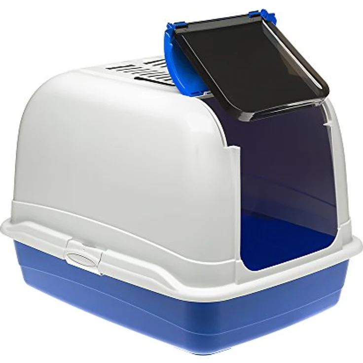 Katzentoilette mit Deckel, Katzenklo gloße Katzen, mit zwei Aktivkohlefiltern gegen schlechte Gerüche, Schwingtür und Griff, 50 x 66 x h 47 cm. – Bild 3