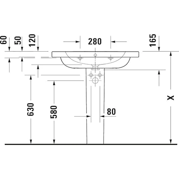 Duravit D-Code Waschtisch, Waschbecken mit Hahnloch und Überlauf, 800x480x165mm, Weiss Hochglanz – Bild 4