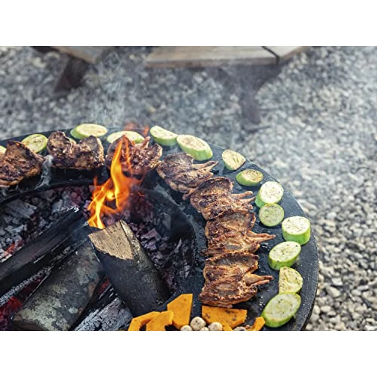 Purline Efp55R Holzkohlegrill mit runder Stahlplatte und Rost, Cortenstahl, 60cm Durchmesser, inkl. Schutzhülle – Bild 3