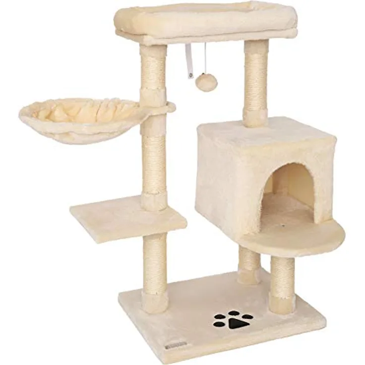 lionto Kratzbaum Kletterbaum Katzenkratzbaum Katzenbaum Höhe 93 cm, beige